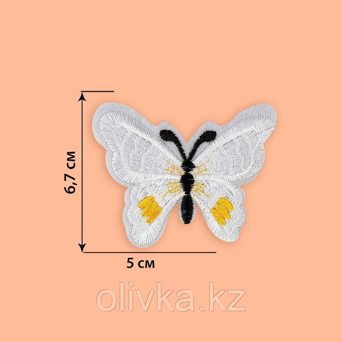 Термоаппликация «Бабочка», 6,7 × 5 см, цвет белый - фото 2 - id-p110912222