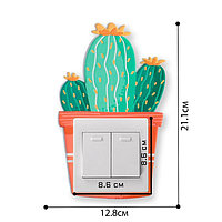 Наклейка на выключатель "Кактус", со светящимися элементами, 12.8 х 21.1 см