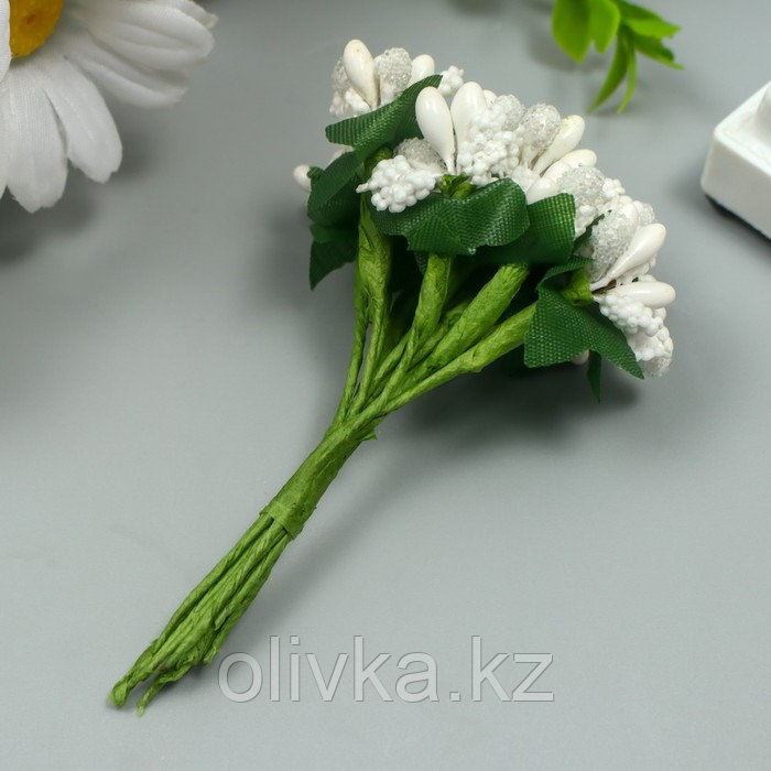 Цветы для декорирования "Соцветие" белоснежный 1 букет=12 цветов 8,5 см - фото 2 - id-p110932582