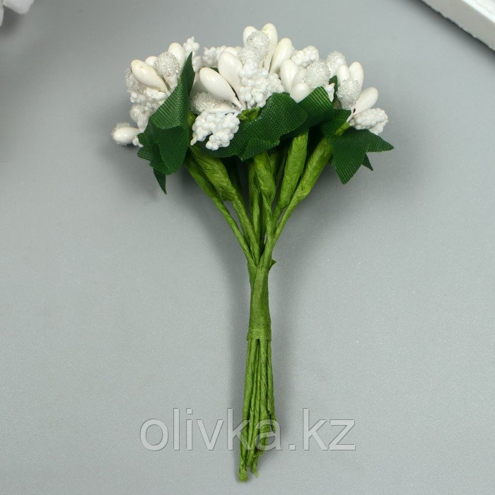 Цветы для декорирования "Соцветие" белоснежный 1 букет=12 цветов 8,5 см - фото 3 - id-p110932582