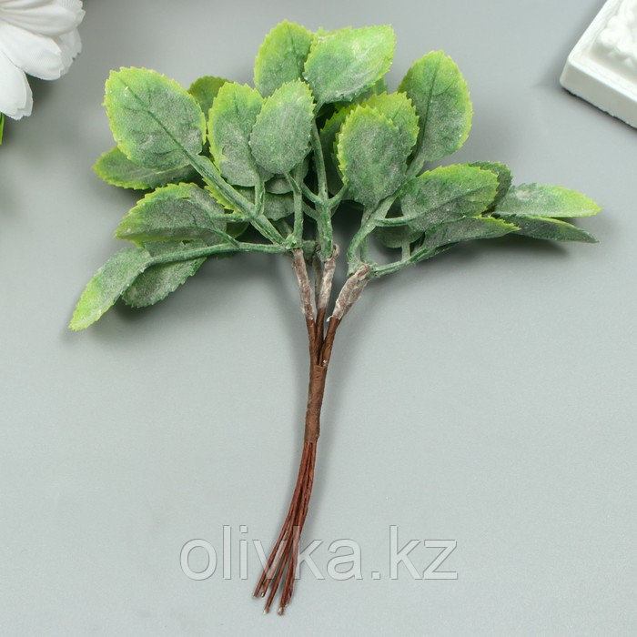 Искусственное растение для творчества "Листья розы" 1 букет=6 веточек зелёный 15 см - фото 3 - id-p110932584