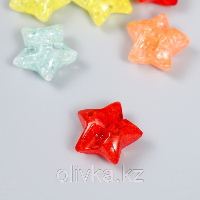 Бусина пластик для творчества "Звезда. Колотый лёд" разноцветная 1,3х2,6х2,6 см - фото 3 - id-p110943217