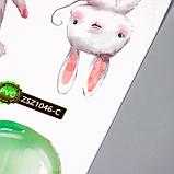 Наклейка пластик интерьерная цветная "Зайчики и воздушные шарики" 30х90 см, фото 3