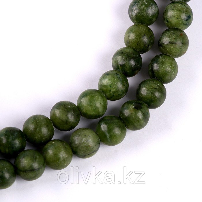 Бусины из натурального камня «Зелёный нефрит» набор 36 шт., размер 1 шт. 10 мм - фото 1 - id-p110948225