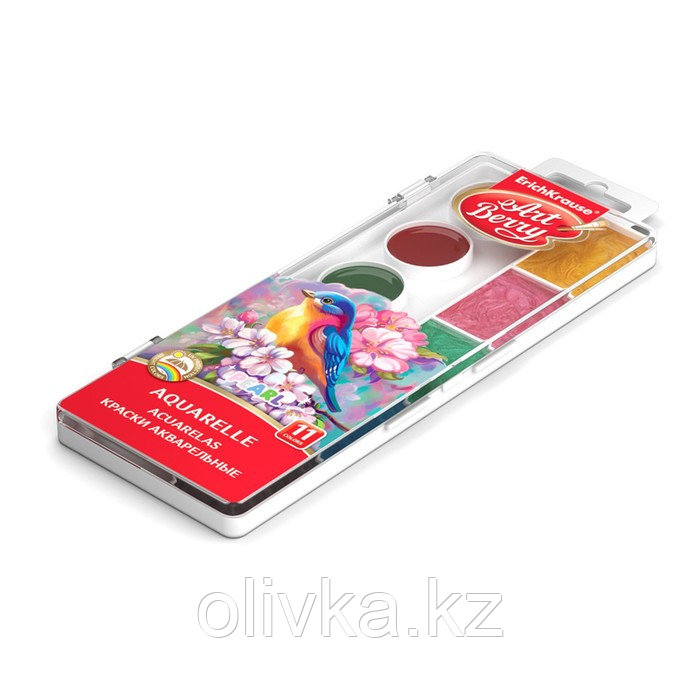 Акварель 11 цветов ErichKrause ArtBerry Pearl, перламутровая, с УФ-защитой, с увеличенными кюветами XXL, - фото 3 - id-p110926891