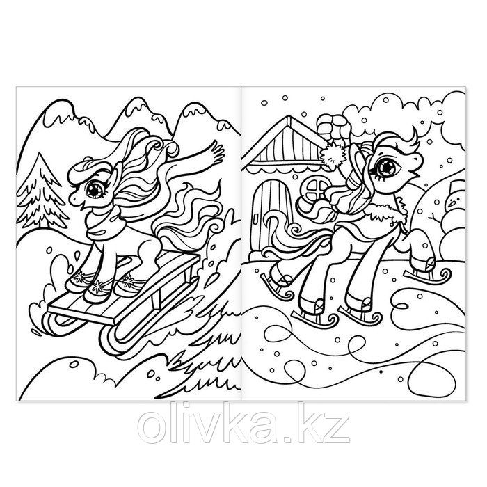 Раскраски для девочек набор «Пони», 4 шт. по 16 стр., формат А4 - фото 3 - id-p110920386
