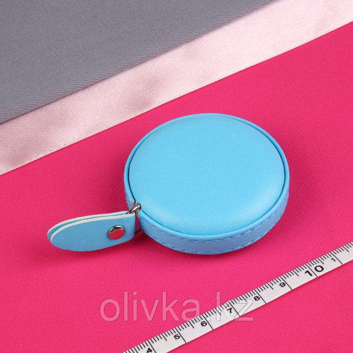 Сантиметровая лента-рулетка портновская, искусственная кожа, 150 см (см/дюймы), цвет голубой