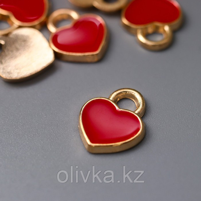 Декор для творчества металл "Маленькое красное сердечко" эмаль 0,9х1,1 см - фото 2 - id-p110930702