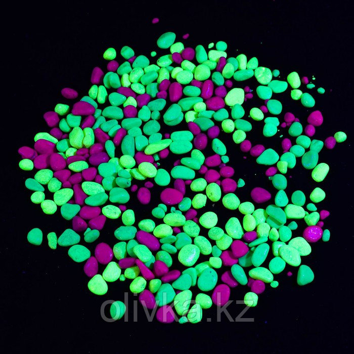 Галька декоративная, флуоресцентнная микс: лимонный, зеленый, пурпурный, 350 г, фр.8-12 мм - фото 5 - id-p110924080