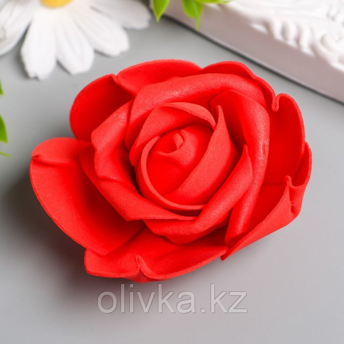 Декор для творчества "Красная роза с защипами на лепестках" d=8 см - фото 3 - id-p110932629