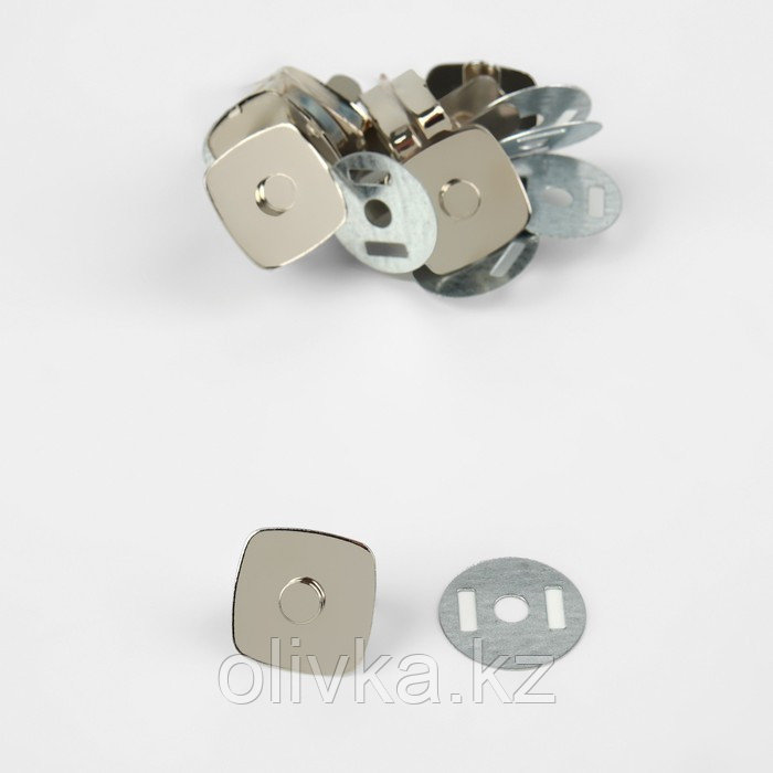 Кнопки магнитные, 18 × 18 мм, 4 шт, цвет серебряный - фото 1 - id-p110948248
