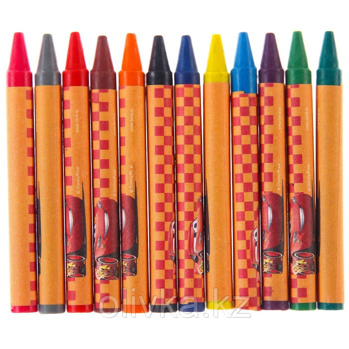 Восковые карандаши, набор 12 цветов, Тачки - фото 2 - id-p110938449