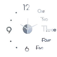 Часы-наклейка, серия: DIY, "Биенн", плавный ход, d-45 см, сек.стрелка 13 см, 1 АА, серебро