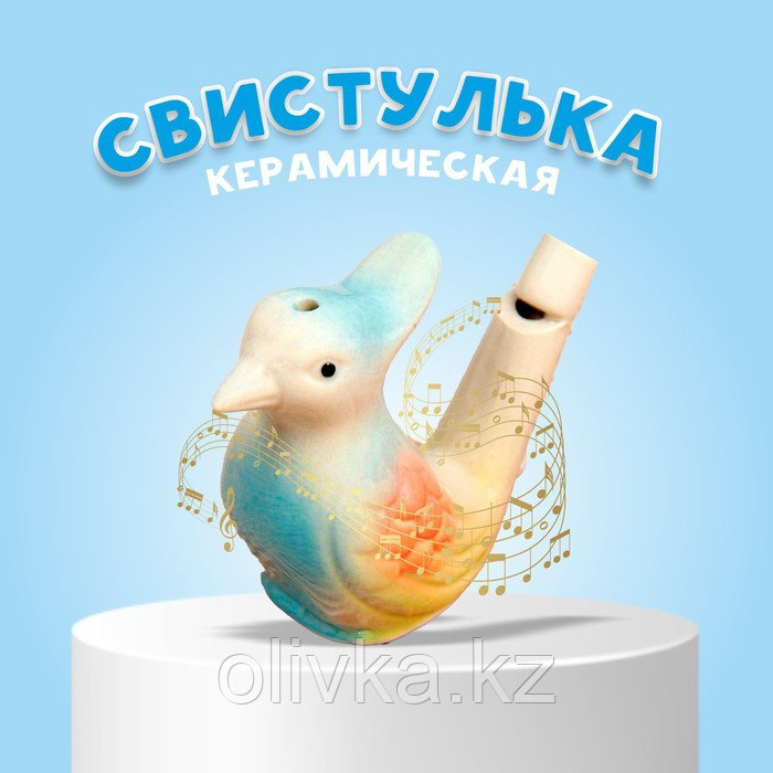 Детская музыкальная игрушка «Свистулька керамическая. Птичка с хохолком расписная»
