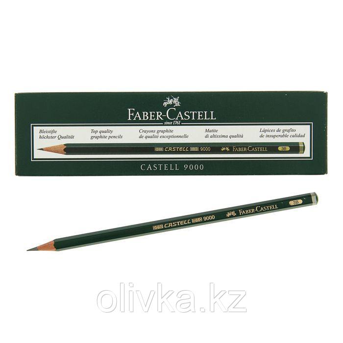 Карандаш художественный чёрнографитный Faber-Castel CASTELL® 9000 профессиональные 3B зелёный
