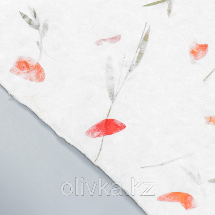 Бумага ручной работы с цветами и травами "Красные листья" 55х80 см - фото 2 - id-p110934645