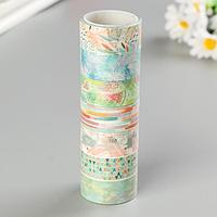 Клейкие WASHI-ленты для декора "Микс №1", 15 мм х 3 м (набор 7 шт) рисовая бумага