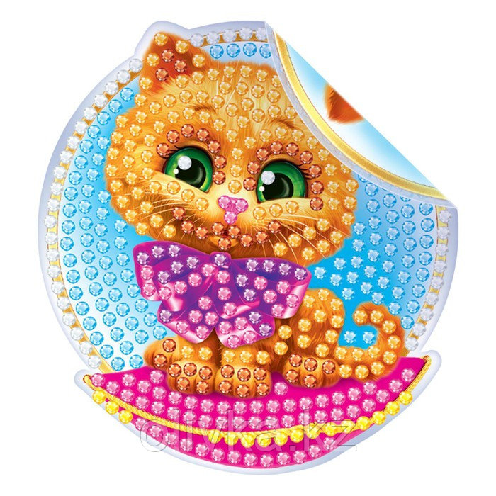 Алмазная мозаика наклейка для детей «Котик», 10 х 10 см. Набор для творчества - фото 1 - id-p110912331