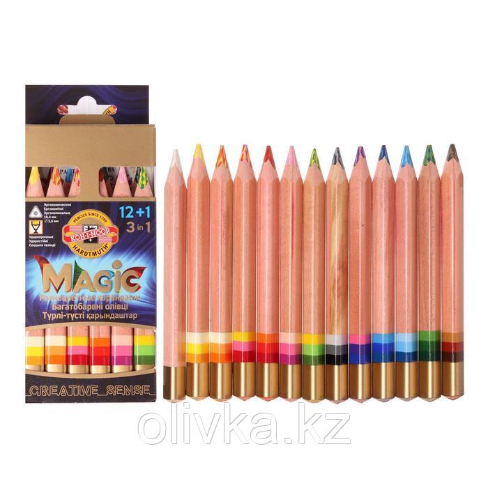Карандаши многоцветные Koh-I-Noor jumbo MAGIC 3404, 12 штук, с ластиком и точилкой, в картонной упаковке, с - фото 1 - id-p110926948