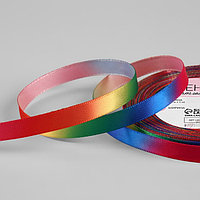 Лента атласная «Радуга», 10 мм × 18 ± 1 м, разноцветная