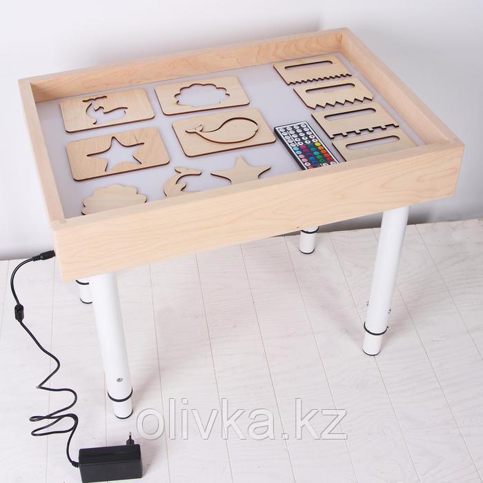 Стол для рисования песком с цветной подсветкой, 40 × 60 см и крышкой + гребень и трафарет - фото 2 - id-p110923241