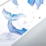 Наклейка пластик интерьерная цветная "Киты, кашалоты и созвездия" 30х90 см набор 2 листа, фото 3