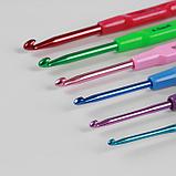 Набор крючков для вязания, с пластиковой ручкой, d = 2,5-5 мм, 14 см, 6 шт, цвет разноцветный, фото 2