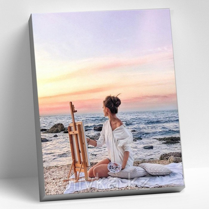 Картина по номерам 40 × 50 см «Художница на берегу моря» 27 цветов - фото 1 - id-p110950318