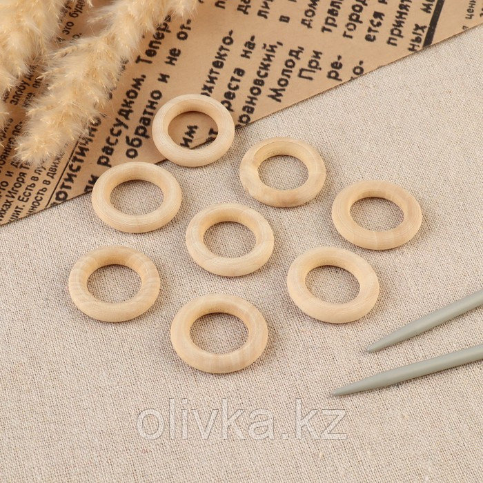 Набор колец для макраме, деревянные, d = 1,8/3 см, 8 шт - фото 1 - id-p110941375