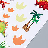 Наклейка пластик интерьерная цветная "Цифры с динозаврами" набор 2 листа 34х70 см, фото 3