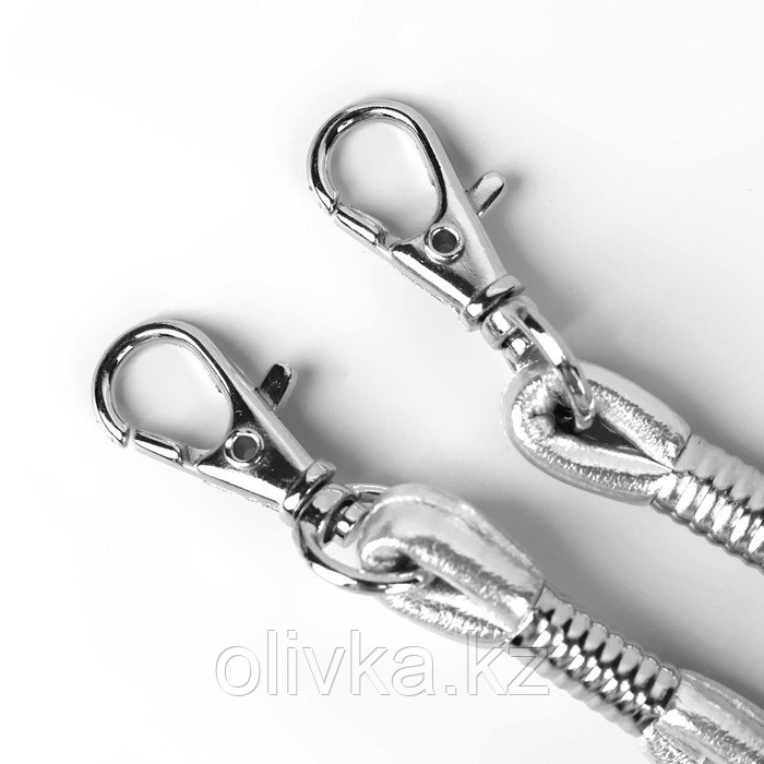 Ручка-шнурок для сумки, с карабинами, 120 × 0,6 см, цвет серебряный - фото 3 - id-p110924177