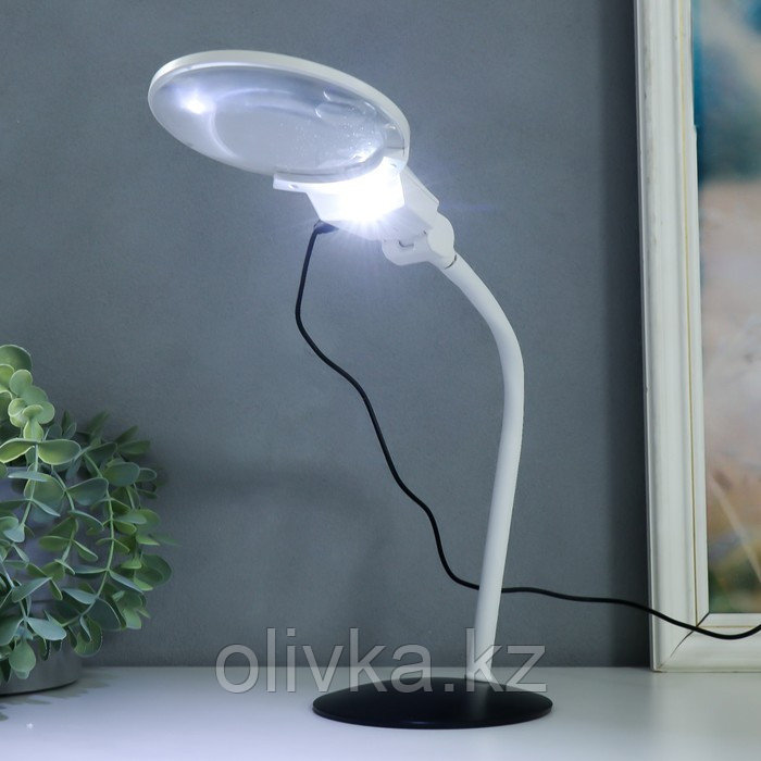 Лампа-лупа х3 х4,5 для творчества LED от 3 LR1130 линзы d=2,1 и 11 см белый - фото 1 - id-p110947359