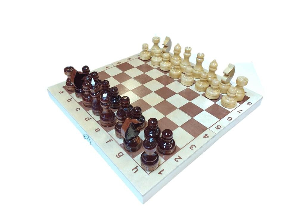 Шахматы обиходные лакированные в комплекте с доской, Р-1 - фото 1 - id-p110955545