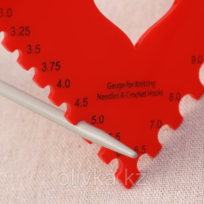 Линейка для определения размера спиц для вязания «Сердце», 11 × 11 см, цвет красный - фото 2 - id-p110931781