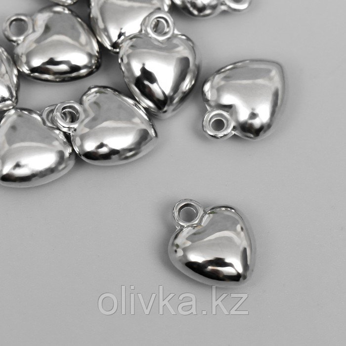 Подвеска "Сердце", цвет серебро 12х15 мм - фото 1 - id-p110930835