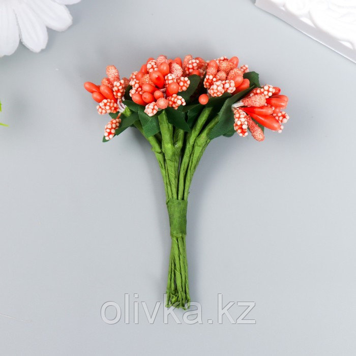 Цветы для декорирования "Соцветие" персик 1 букет=12 цветов 8,5 см - фото 1 - id-p110932799