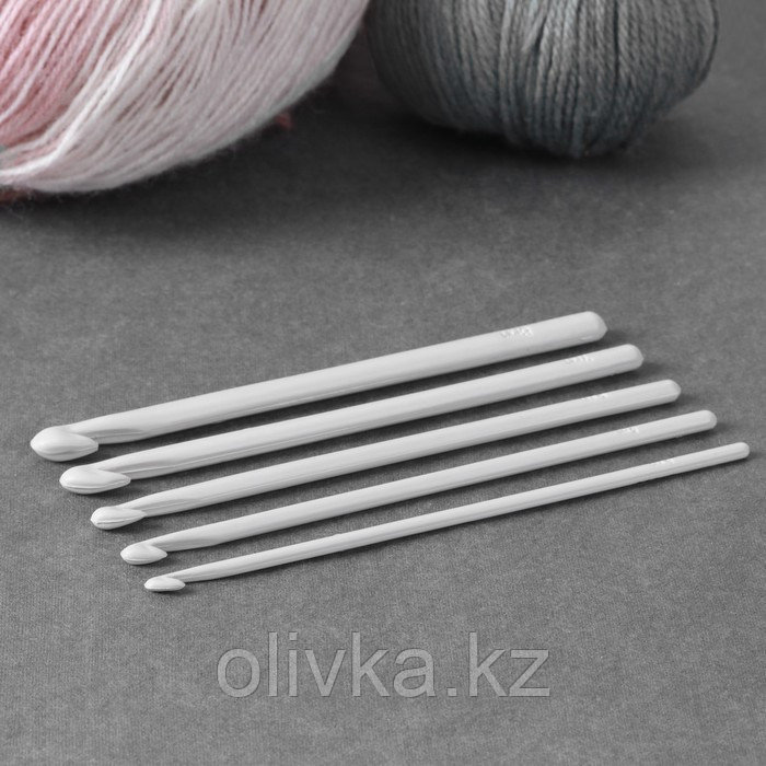 Набор крючков для вязания, d = 4-8 мм, 5 шт, цвет белый - фото 1 - id-p110917801