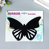 Наклейка интерьерная зеркальная "Бабочка ажурная" чёрная 21х15 см, фото 3