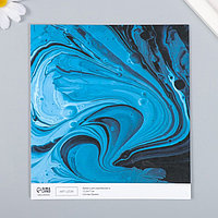 Бумага для скрапбукинга "Разводы голубой краски" плотность 180 гр 15,5х17 см