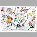 Наклейка пластик интерьерная цветная "Велосипед, магнитофон и фотоаппарат" 60х90 см, фото 2