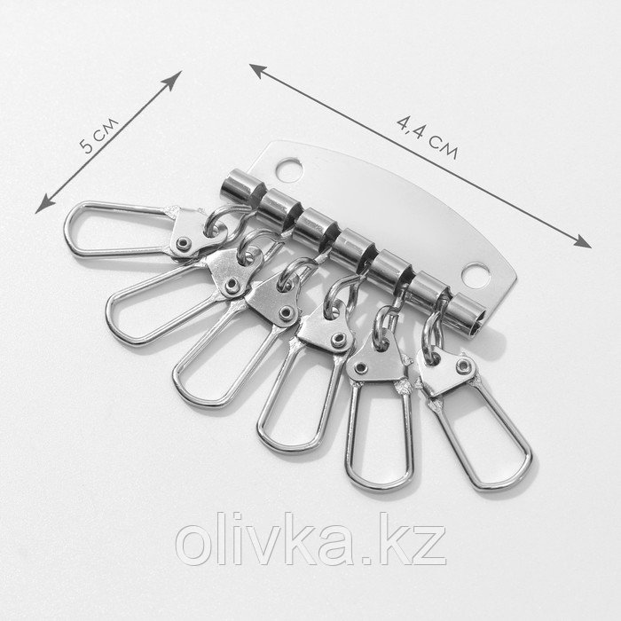 Основа для ключницы, 6 карабинов, 44 × 50 мм, цвет серебряный - фото 1 - id-p110917818