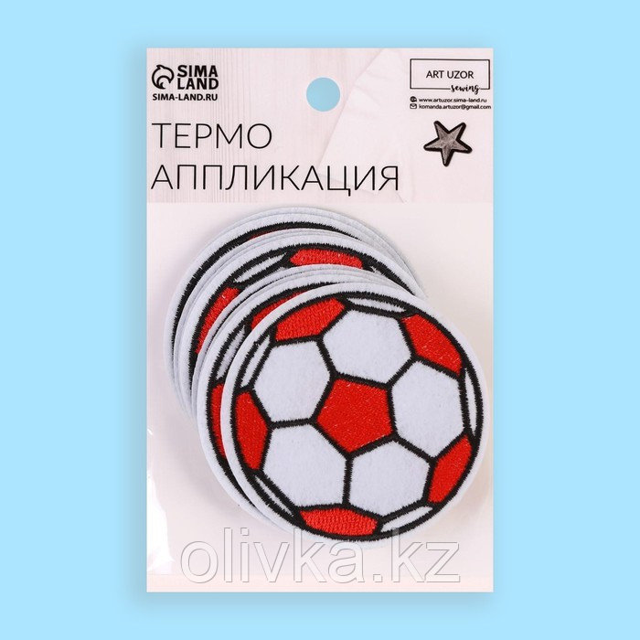 Термоаппликация «Футбольный мячик», d = 6,5 см, цвет красный/белый - фото 6 - id-p110914285
