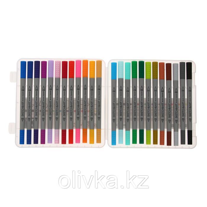 Набор художественных маркеров 24 цвета SKETCH&ART, пигментные чернила на водной основе, в пластиковом пенале - фото 2 - id-p110929038