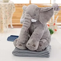 Мягкая игрушка - подушка Слон с пледом внутри, 60см