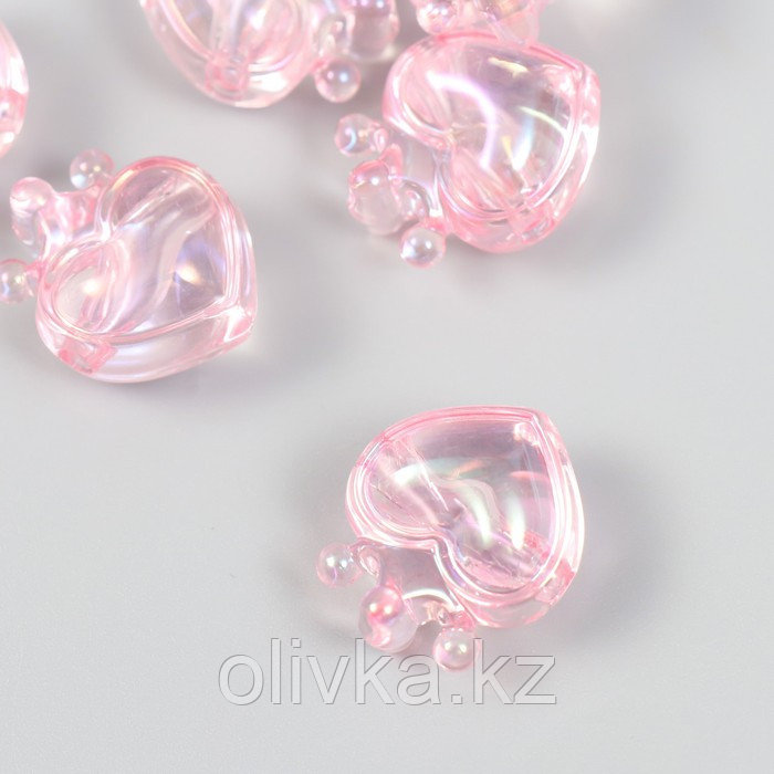 Бусина для творчества пластик "Сердечко с короной розовое" 2,1х1,4х2,5 см - фото 2 - id-p110949463