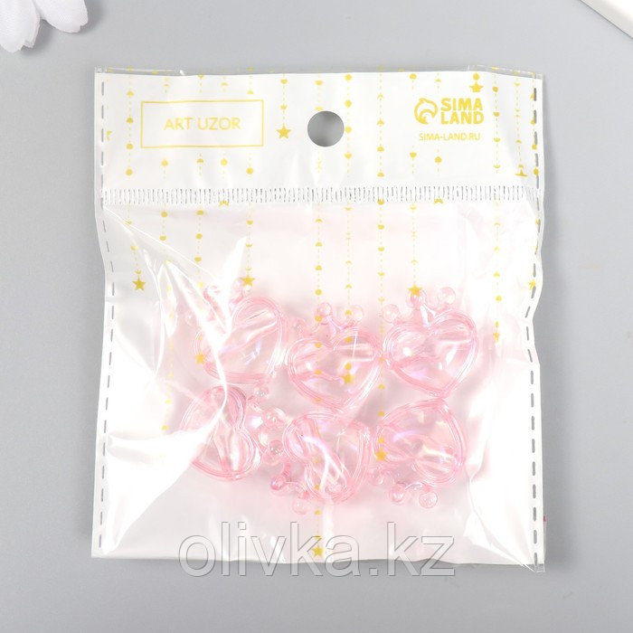 Бусина для творчества пластик "Сердечко с короной розовое" 2,1х1,4х2,5 см - фото 4 - id-p110949463