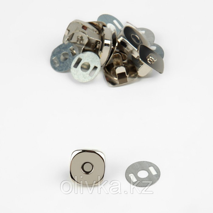 Кнопки магнитные, 14 × 14 мм, 4 шт, цвет серебряный - фото 1 - id-p110947470