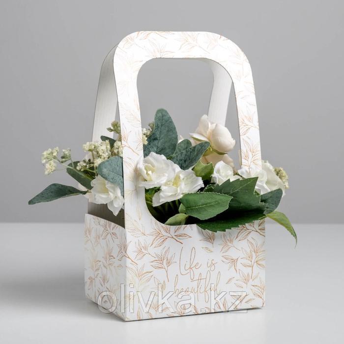 Коробка-переноска для цветов «Веточки», 17 × 12 × 32 см - фото 1 - id-p110925235