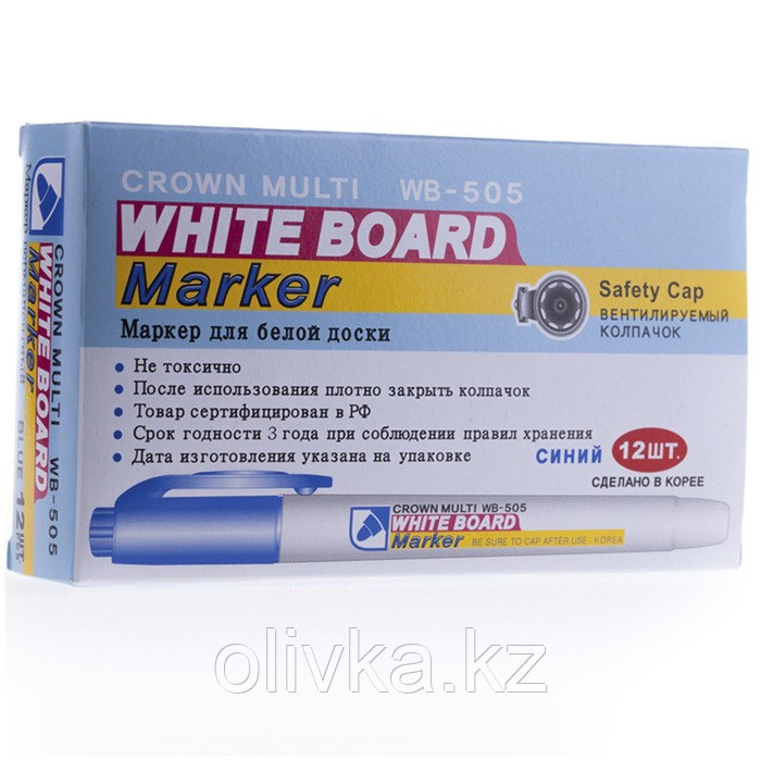 Маркер для белых досок 2.0 мм, Crown Multi Board Slim, пулевидный, синий - фото 8 - id-p110917856