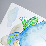 Наклейка пластик интерьерная цветная "Малыши динозаврики" набор 2 листа 30х90 см, фото 3